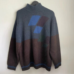 Vintage Jhane Barnes alpaca/wool blend mock neck geometric sweater size Large